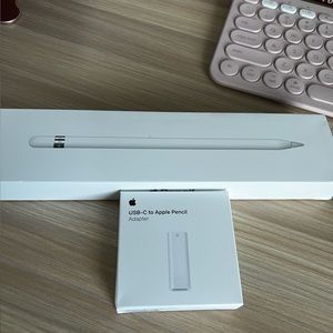 1st generation Apple Pencil and charging adapter